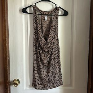 Draped neck print tank
